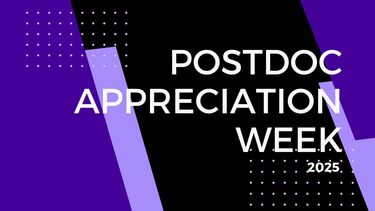Purple and blue Postdoc Appreciation Week 2025 banner